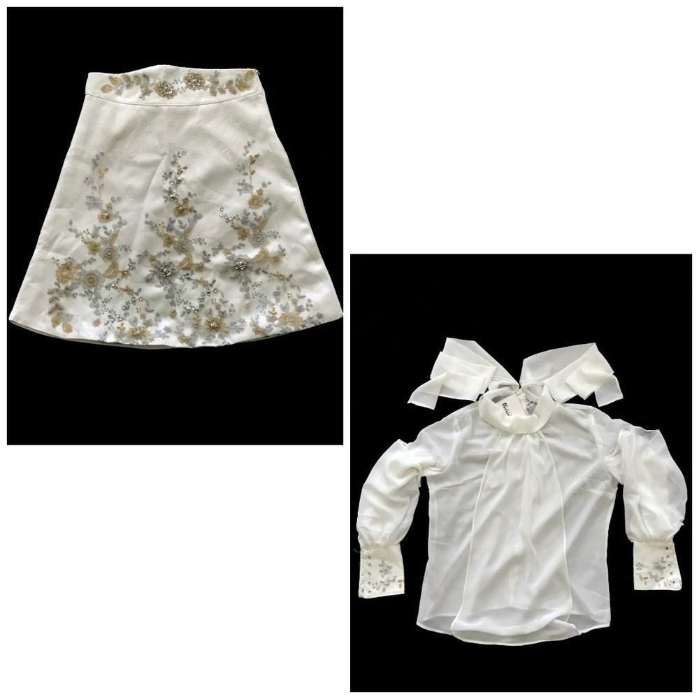 # NiniFashion - Beaded Skirt & Sheer Top Sz L